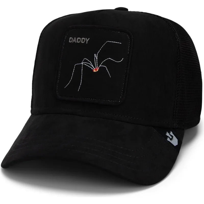 cepur-izliekta-truckeris-melns-snapback-daddy-the-suede-spider-global-core-micro-suede-the-farm-no-goorin-bros