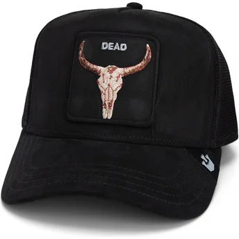 cepur-izliekta-truckeris-melns-snapback-dead-the-suede-skull-global-core-micro-suede-the-farm-no-goorin-bros