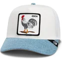 trucker-cap-weiss-und-blau-hahn-cock-rooster-fan-institution-ball-club-global-core-denim-the-farm-von-goorin-bros