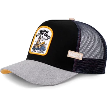 Schwarze und graue Trucker-Kappe Sumo Surfing Samoa Islands HFT von Coastal
