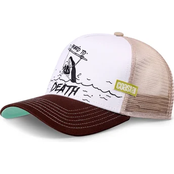 Biała i brązowa czapka trucker Board To Death HFT od Coastal