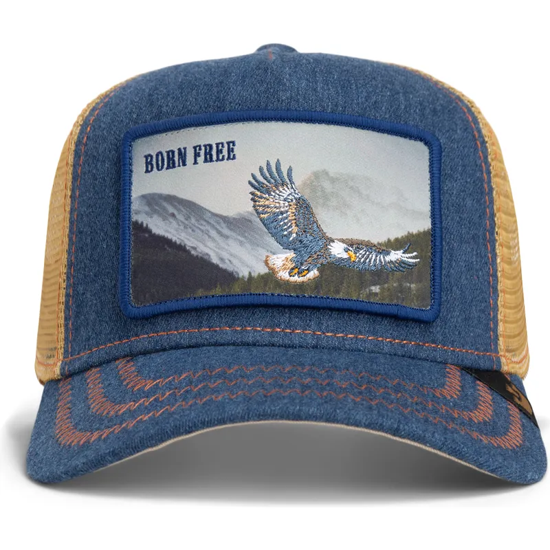 cepur-izliekta-truckeris-tumsi-zils-snapback-born-free-wild-heart-the-farm-no-goorin-bros