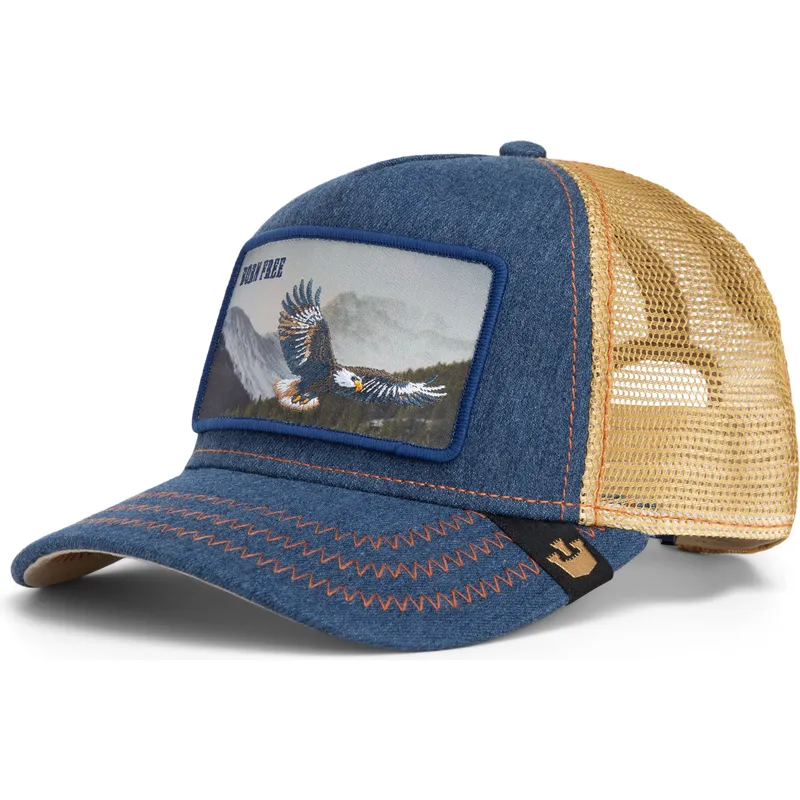 cepur-izliekta-truckeris-tumsi-zils-snapback-born-free-wild-heart-the-farm-no-goorin-bros