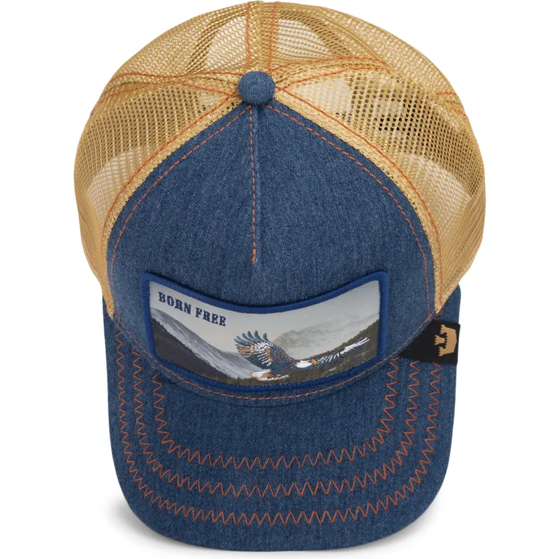 cepur-izliekta-truckeris-tumsi-zils-snapback-born-free-wild-heart-the-farm-no-goorin-bros