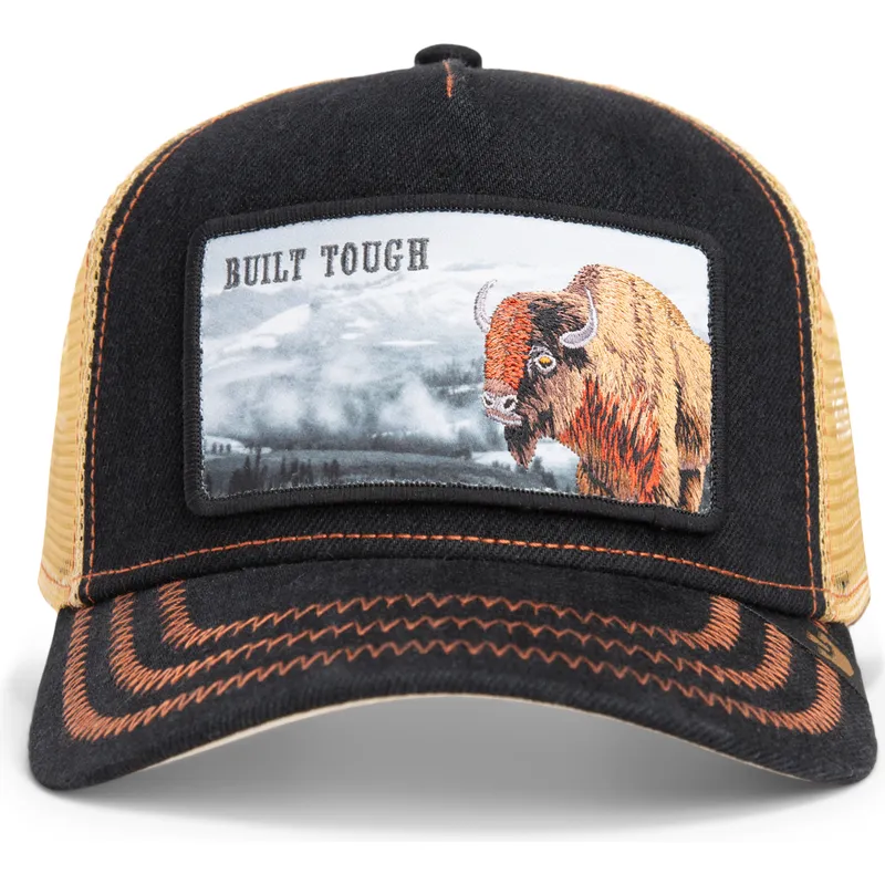 cepur-izliekta-truckeris-melns-snapback-built-tough-wild-heart-the-farm-no-goorin-bros