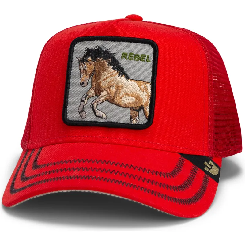 cap-izliekta-red-snapback-goorin-bros-horse-rebel-the-wild-west-core-canvas-the-farm-red-hat-the-farm-no-goorin-bros