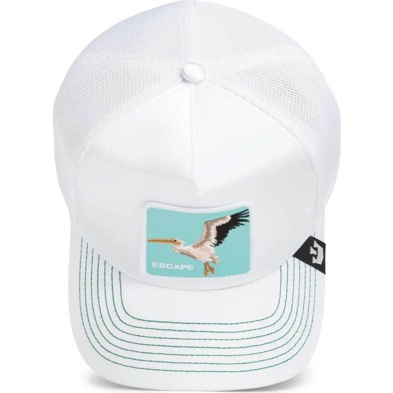 cap-izliekta-white-snapback-goorin-bros-pelican-bird-escape-not-into-yoga-great-escape-the-farm-white-hat-the-farm-no-goorin-bro