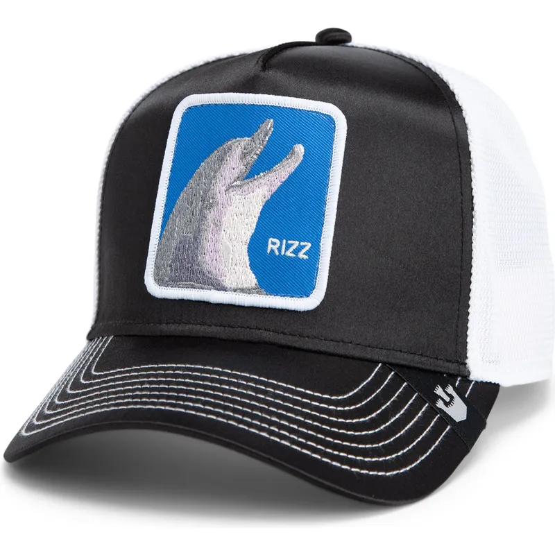 cap-izliekta-black-snapback-goorin-bros-dolphin-rizz-rizzky-bizznizz-great-escape-the-farm-black-and-white-hat-the-farm-no-goori
