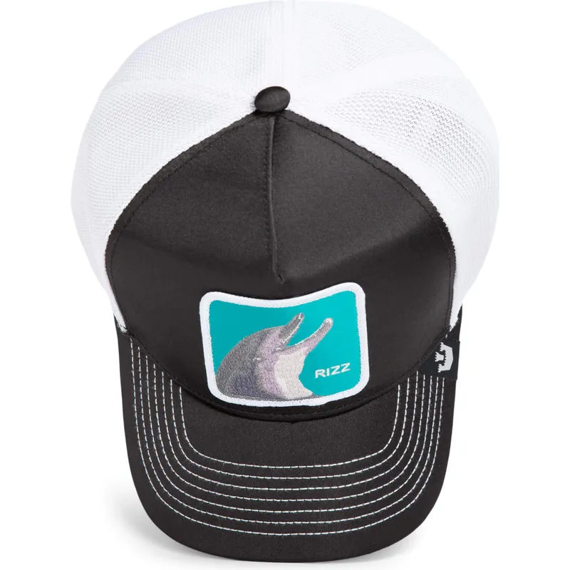 cap-izliekta-black-snapback-goorin-bros-dolphin-rizz-rizzky-bizznizz-great-escape-the-farm-black-and-white-hat-the-farm-no-goori