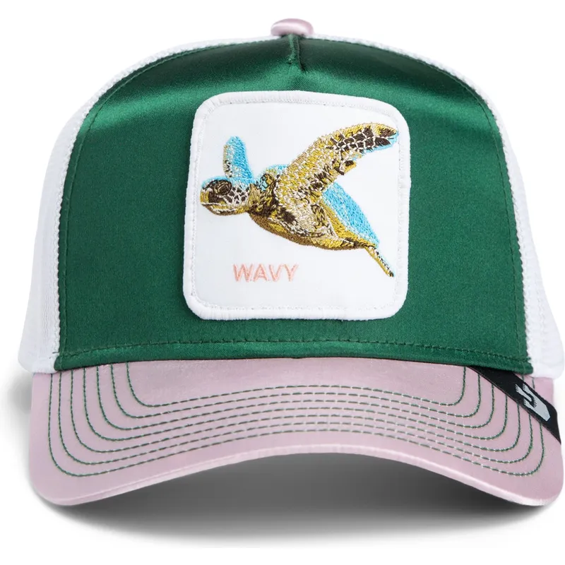 cepur-izliekta-truckeris-daudzkrasains-snapback-goorin-bros-turtle-wavy-allablur-great-escape-the-farm-green-white-and-pink-hat-