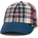 cap-izliekta-navy-blue-snapback-goorin-bros-curved-brim-raised-in-a-barn-papa-cap-madras-the-farm-navy-blue-and-red-cap-the-farm
