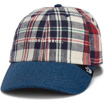 Cap izliekta navy blue snapback Goorin Bros. Curved Brim Raised In A Barn Papa Cap Madras The Farm Navy Blue and Red Cap The Farm no Goorin Bros.
