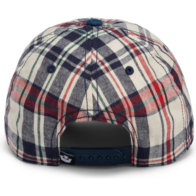 cap-izliekta-navy-blue-snapback-goorin-bros-curved-brim-raised-in-a-barn-papa-cap-madras-the-farm-navy-blue-and-red-cap-the-farm