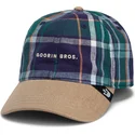 goorin-bros-curved-brim-hardly-working-papa-cap-madras-the-farm-marinbla-och-brun-snapback-keps