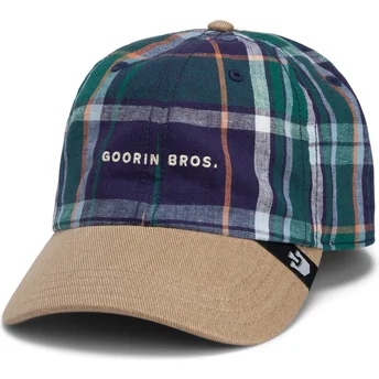Cap izliekta multicolor snapback Goorin Bros. Curved Brim Hardly Working Papa Cap Madras The Farm Navy Blue and Brown Cap The Farm no Goorin Bros.