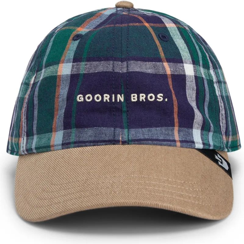 cap-izliekta-multicolor-snapback-goorin-bros-curved-brim-hardly-working-papa-cap-madras-the-farm-navy-blue-and-brown-cap-the-far
