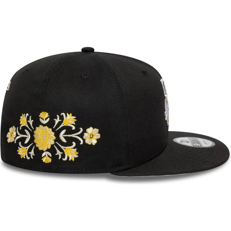 schwarze-flache-snapback-kappe-9fifty-floral-der-los-angeles-dodgers-mlb-von-new-era