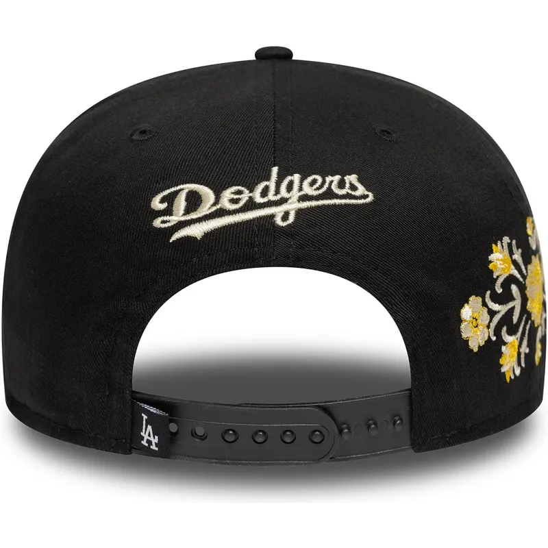 schwarze-flache-snapback-kappe-9fifty-floral-der-los-angeles-dodgers-mlb-von-new-era