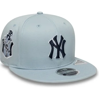 Blaue Snapback-Kappe mit flachem Schirm und marineblauem Logo 9FIFTY Original Fit World Series der New York Yankees MLB von New 