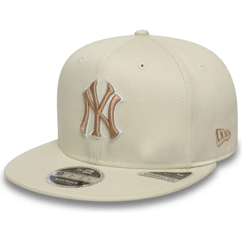 beige-flatcap-snapback-mit-beigem-logo-9fifty-original-fit-world-series-der-new-york-yankees-mlb-von-new-era