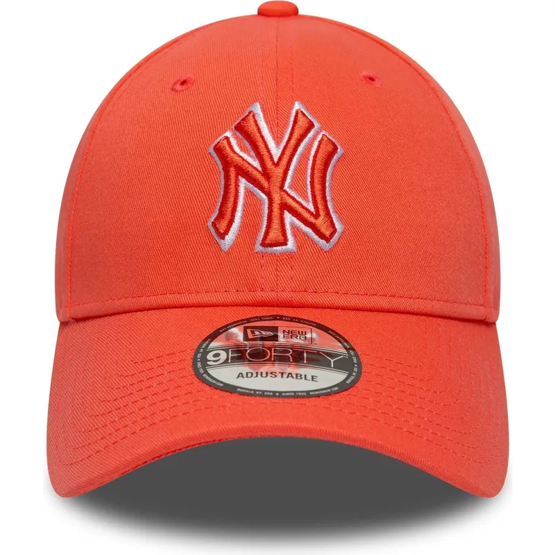 orangefarbene-verstellbare-curved-cap-mit-orangefarbenem-logo-9forty-team-outline-der-new-york-yankees-mlb-von-new-era