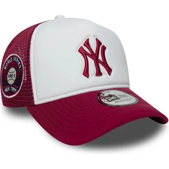 Casquette trucker blanche et rouge avec logo rouge E Frame World Series New York Yankees MLB New Era