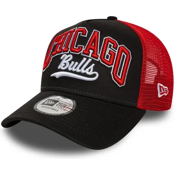 Schwarz-rote Trucker-Kappe E Frame Script Chicago Bulls NBA von New Era