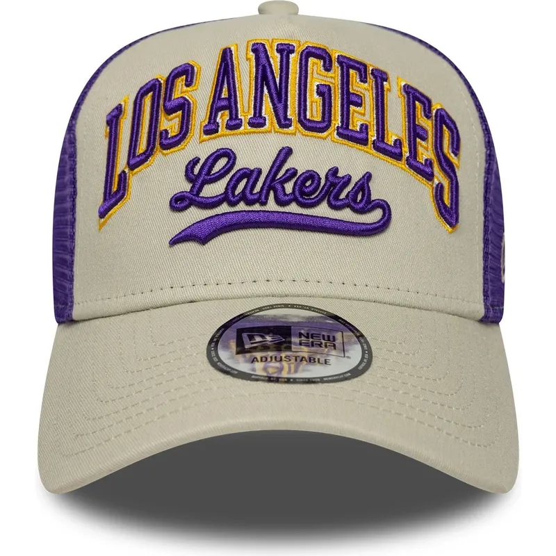 trucker-cap-beige-und-violett-e-frame-script-der-los-angeles-lakers-nba-von-new-era