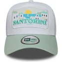 new-era-santorini-greece-a-frame-sommer-weiss-grune-trucker-kappe
