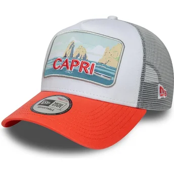 Gorra Trucker Weiß und Orange Capri Italy A Frame Summer von New Era