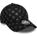 new-era-9forty-new-york-yankees-mlb-monogram-verstellbare-schwarze-damen-cap-mit-gebogenem-schirm