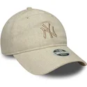 new-era-curved-brim-women-9twenty-linen-new-york-yankees-mlb-beige-adjustable-cap-with-beige-logo
