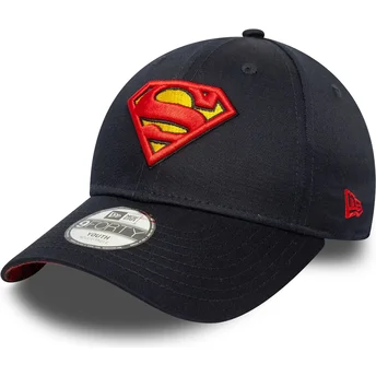 New Era 9FORTY DC Comics Superman All Over Print verstellbare marineblaue Kinder-Cap