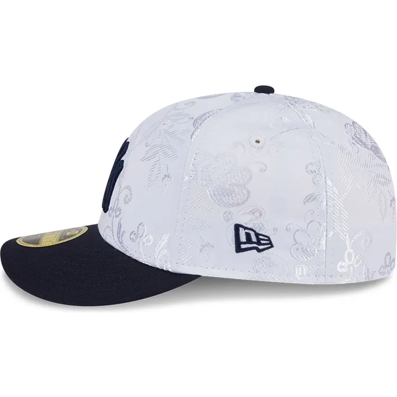 marineblaue-und-weisse-flache-fitted-kappe-59fifty-day-low-profile-der-new-york-yankees-mlb-von-new-era