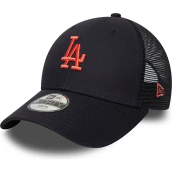 Marineblaue verstellbare Trucker-Kappe für Kinder mit rotem Logo 9FORTY Homefield der Los Angeles Dodgers MLB von New Era