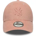 gebogene-rosa-verstellbare-kappe-fur-kinder-9forty-towelling-der-new-york-yankees-mlb-von-new-era
