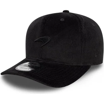 Schwarze Snapback-Cap mit gebogenem Schirm 9FIFTY Cord Precurved von McLaren Racing Formula 1 von New Era
