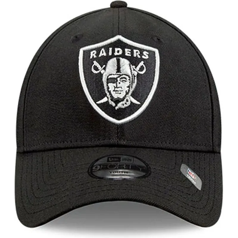 schwarze-gebogene-verstellbare-kinderkappe-9forty-the-league-der-las-vegas-raiders-nfl-von-new-era