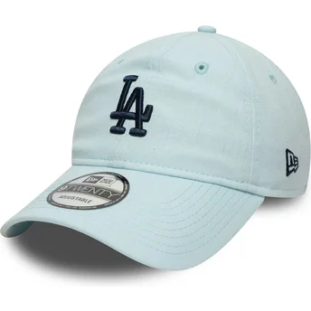 New Era Curved Brim Navy Blue Logo 9TWENTY Linen Los Angeles Dodgers MLB Blue Adjustable Cap