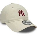 verstellbare-beige-gebogene-kappe-9twenty-linen-der-new-york-yankees-mlb-von-new-era