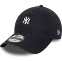 verstellbare-9twenty-navy-blaue-kappe-mit-gebogenem-schirm-und-mini-logo-der-new-york-yankees-mlb-von-new-era