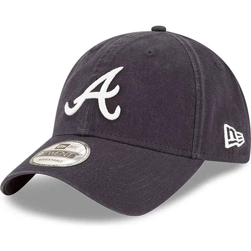 marineblaue-verstellbare-gebogene-kappe-9twenty-core-classic-der-atlanta-braves-mlb-von-new-era