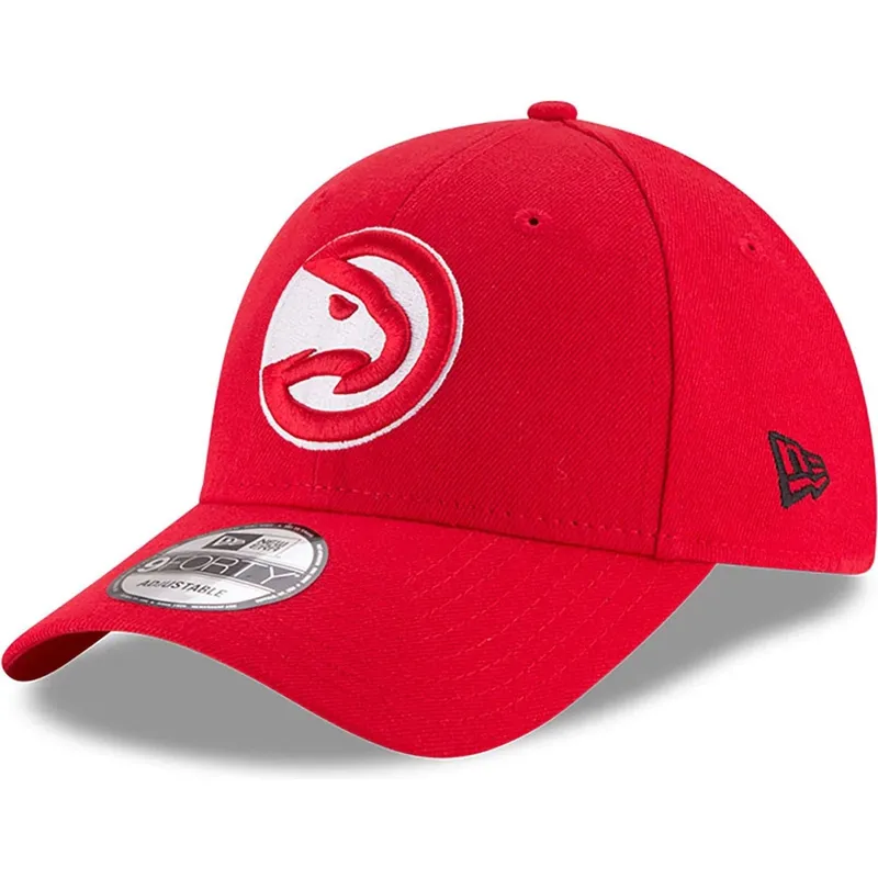 rote-verstellbare-curved-cap-9forty-the-league-der-atlanta-hawks-nba-von-new-era