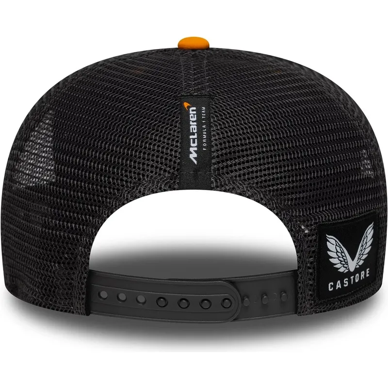 orangefarbene-und-schwarze-trucker-kappe-9seventy-stretch-snap-von-mclaren-racing-formula-1-von-new-era