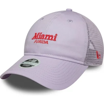 Fioletowa czapka trucker regulowana dla kobiet 9TWENTY City de Miami Miasta i Plaże od New Era