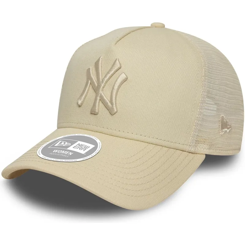 beige-trucker-kappe-fur-damen-a-frame-league-essential-der-new-york-yankees-mlb-von-new-era