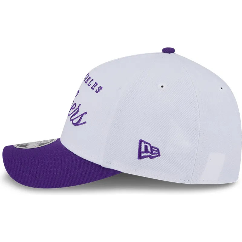 weisse-und-violette-gebogene-snapback-kappe-9forty-m-crown-draft-2025-der-los-angeles-lakers-nba-von-new-era