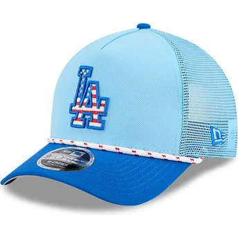 Blaue Trucker-Kappe 9FORTY M-Crown A Frame 4th July der Los Angeles Dodgers MLB von New Era