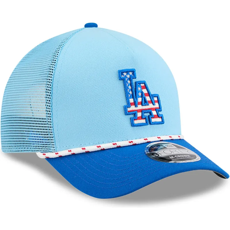 cepur-izliekta-truckeris-zils-snapback-9forty-m-crown-a-frame-4th-july-no-los-angeles-dodgers-mlb-no-new-era
