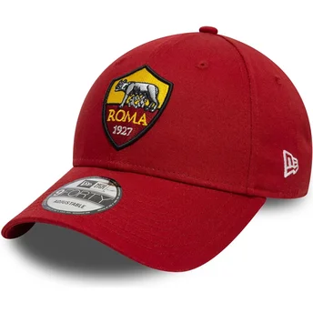 Rote verstellbare Curved Cap 9FORTY Core der Associazione Sportiva Roma Serie A von New Era